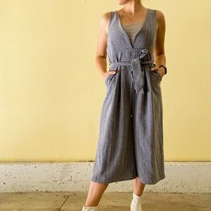 Cropped Wide leg Gray Jumpsuits with pockets